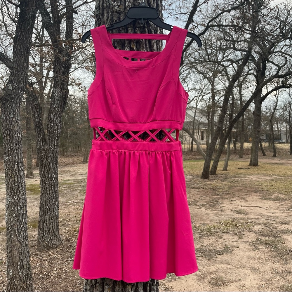 Pink Trixxi mini dress with cut-out middriff